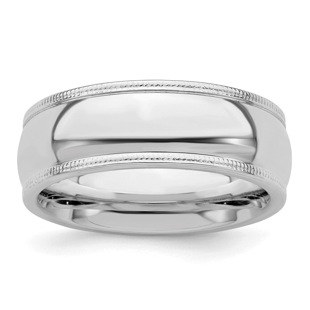 Sterling Silver Rhodium-plated 7mm Comfort Fit Milgrain Size 9 Band