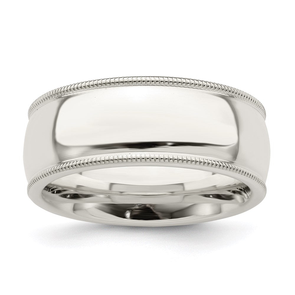 Sterling Silver 8mm Milgrain Comfort Fit Size 10 Band
