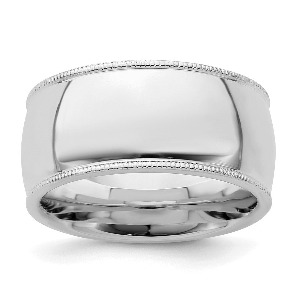 Sterling Silver Rhodium-plated 10mm Comfort Fit Milgrain Size 10.5 Band