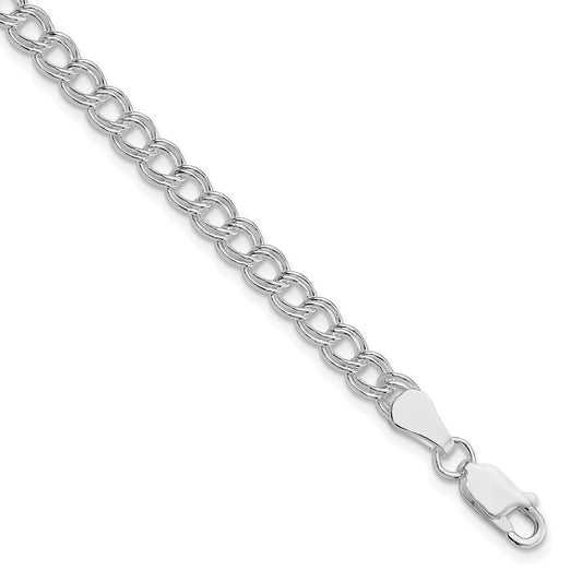Sterling Silver Rhodium-plated 5mm Double Link Charm Bracelet