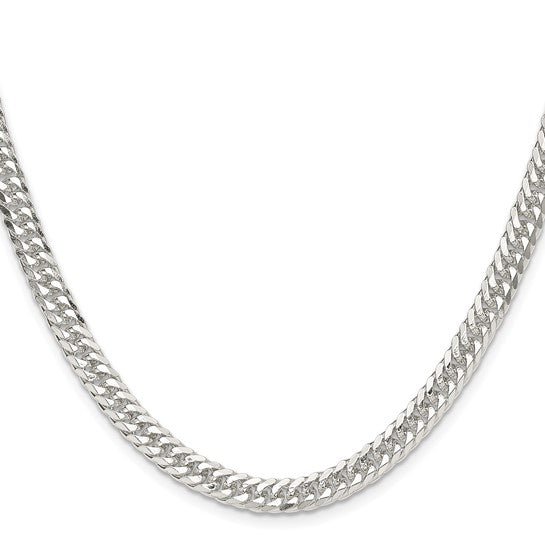 Sterling Silver Polished 5.7mm Double Diamond-cut Curb Chain