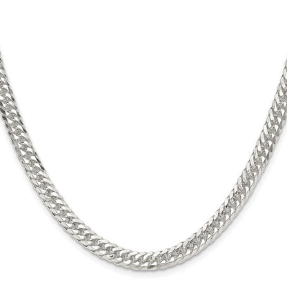 Sterling Silver Polished 5.7mm Double Diamond-cut Curb Chain