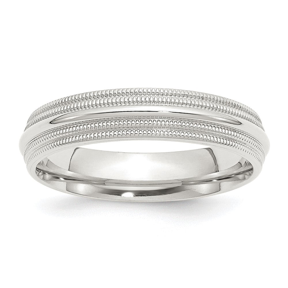 Sterling Silver 5mm Comfort Fit Double Milgrain Size 4.5 Band