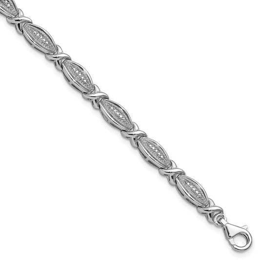 Sterling Silver Rhodium-plated Diamond Bracelet