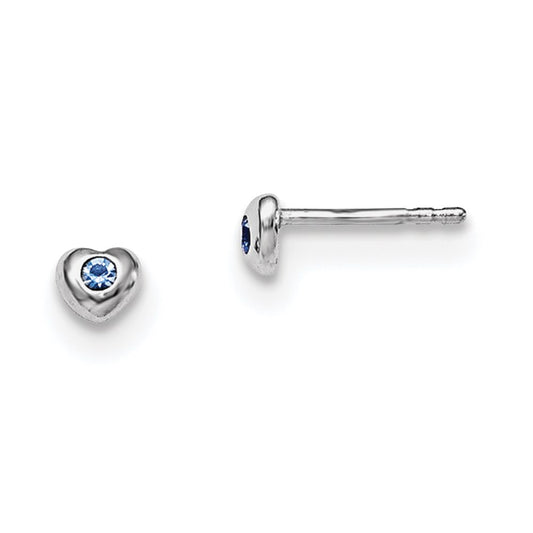 Sterling Silver Madi K RH-pltd Dec Blue Preciosa Crystal Heart Earrings