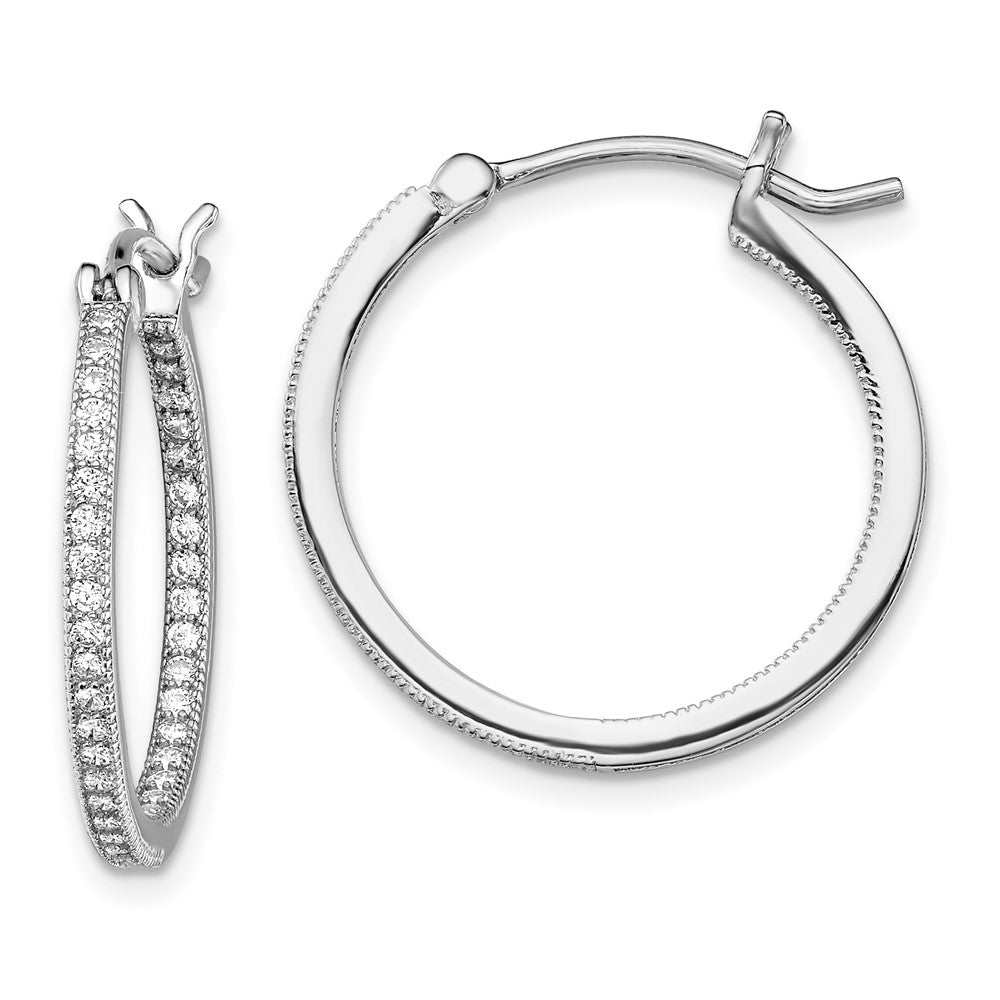 Sterling Silver Rhodium-plated Micro Pavé CZ In/Out Hoops