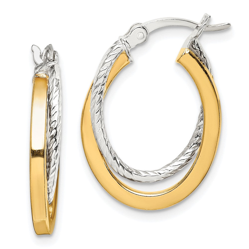Sterling Silver and Gold-tone Double Hoop Earrings