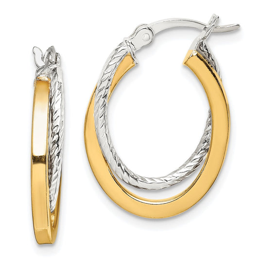 Sterling Silver and Gold-tone Double Hoop Earrings