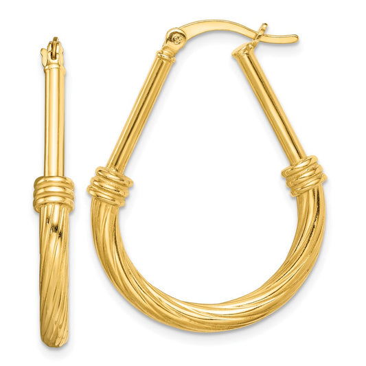 Sterling Silver Gold-tone Textured Hoop Earrings