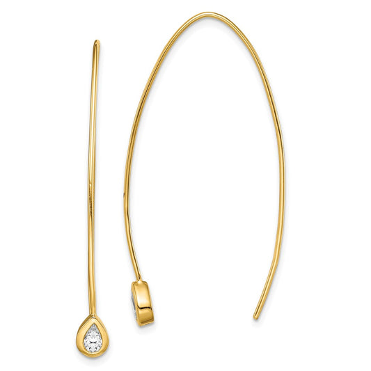 Sterling Silver Gold-tone CZ Threader Earrings