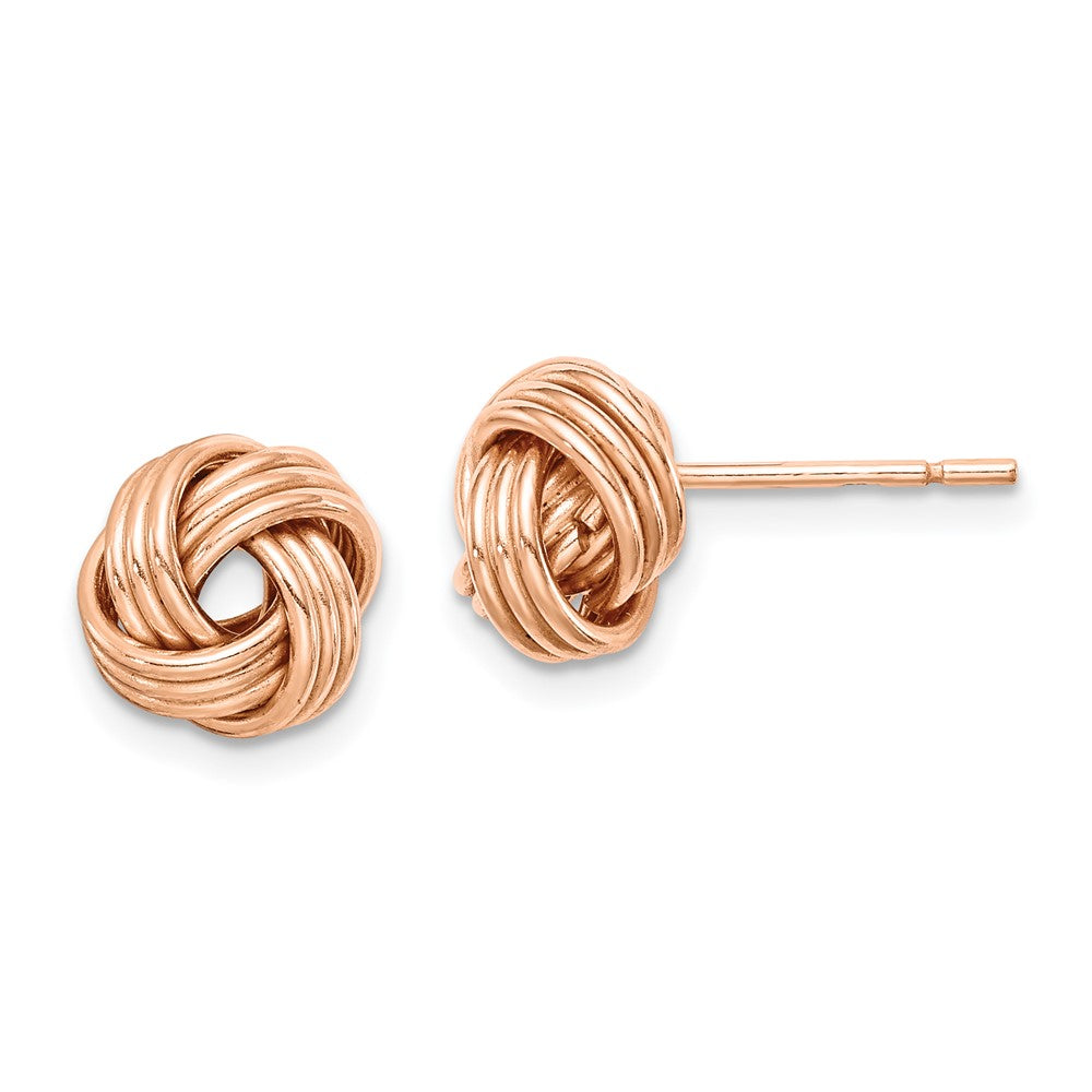 Sterling Silver Rose-tone Love Knot Post Earrings