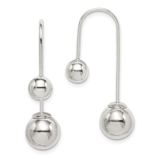 Sterling Silver Polished Front and Back Dangle Earrings