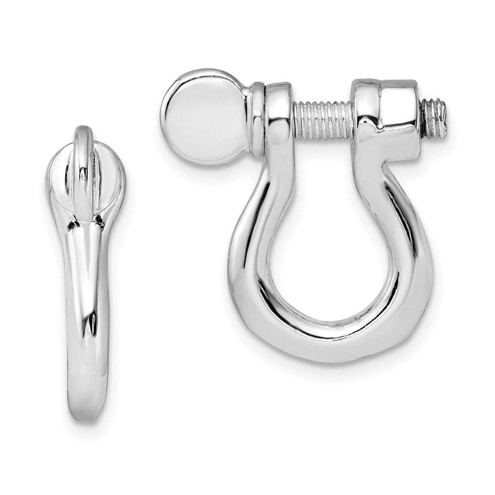 Sterling Silver Rhodium-plated Polished Shackle Link Screw Earrings