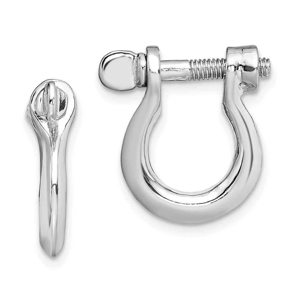 Sterling Silver Rhodium-plated Polished Med. Shackle Link Screw Earrings