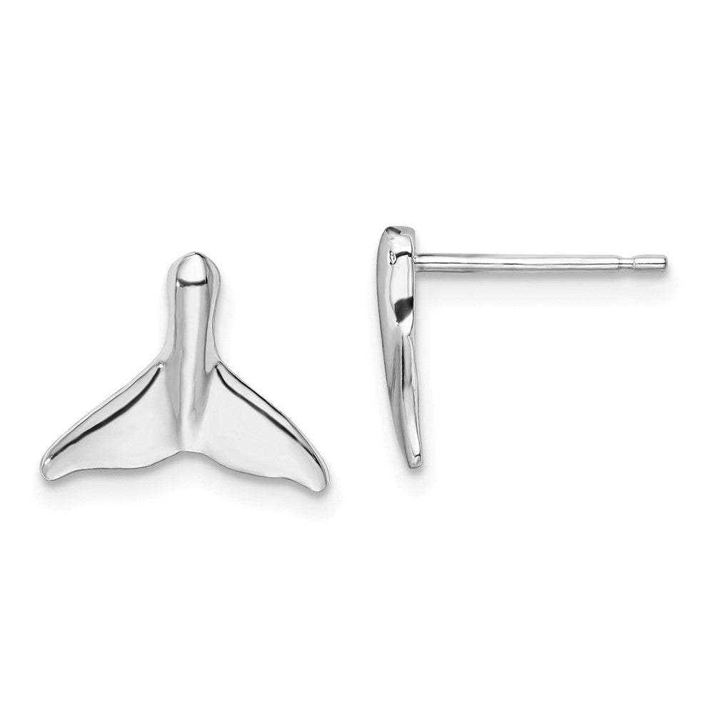 Sterling Silver Rhodium-plated Polished Whale Tail Post Earrings