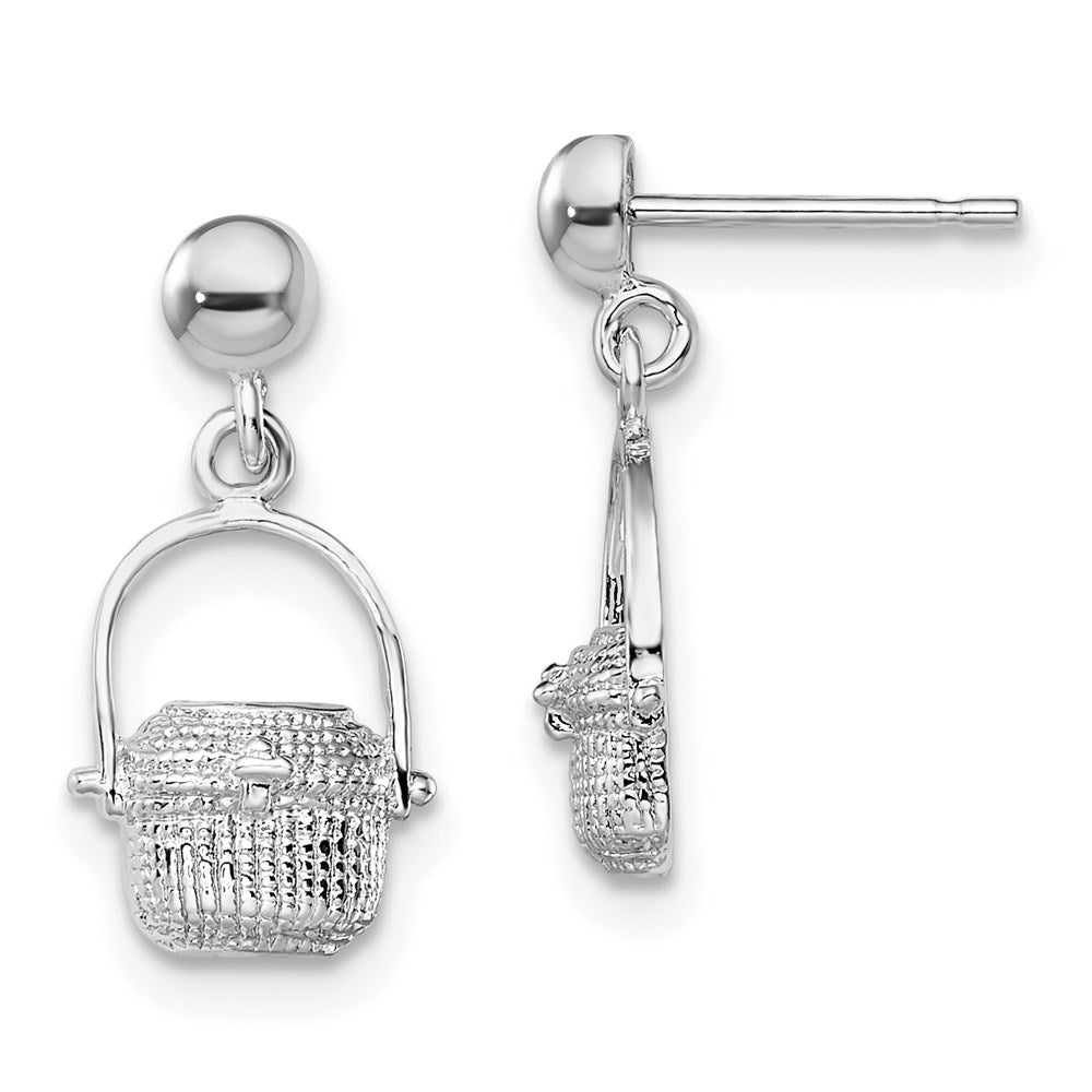 Sterling Silver Rhodium-plated Polished Nantucket Basket Post Earrings