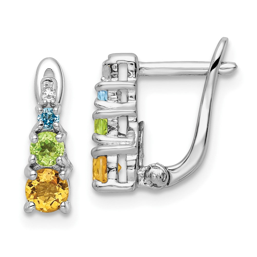 Sterling Silver RH-plated .77t.w. PE/CI/BT/WT Hinged Earrings