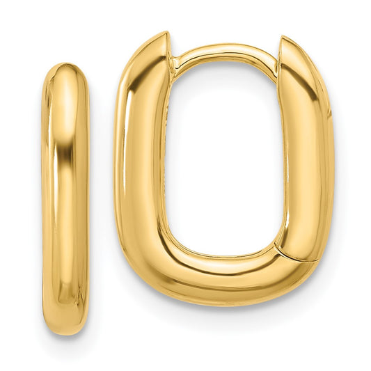 Sterling Silver Gold-tone Rounded Edge Square Hinged Hoop Earrings