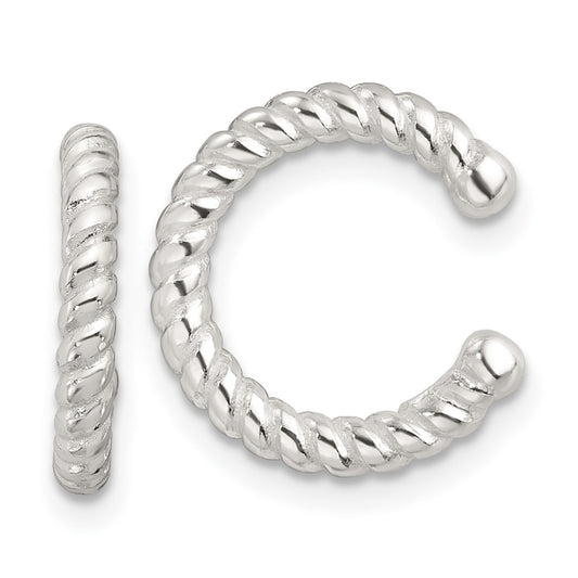 Sterling Silver E-Coating Polished Twisted Pair of 2 Cuff Earrings