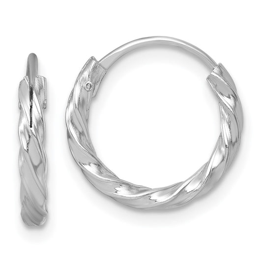SS RH-pltd Polished Twisted 15.5x2.25mm Round Hoop Earrings