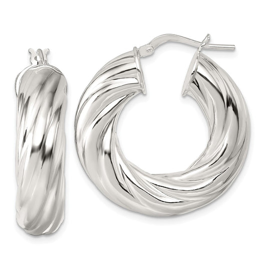 Sterling Silver Polished 8mm Twisted Hoop Earrings