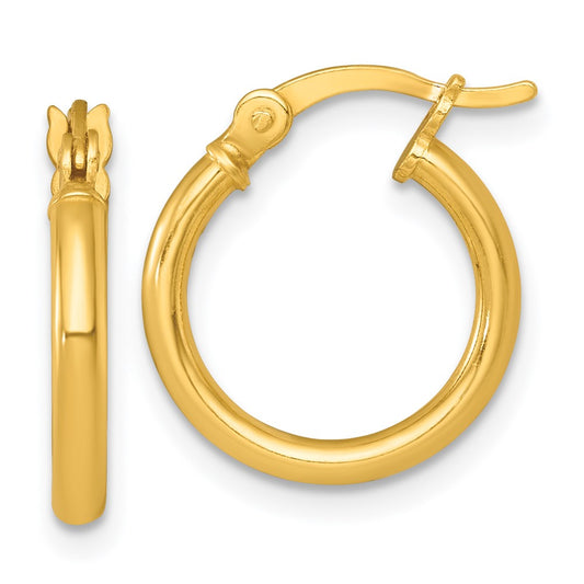 Sterling Silver Gold-tone Polished 2.0mm Round Hoop Earrings