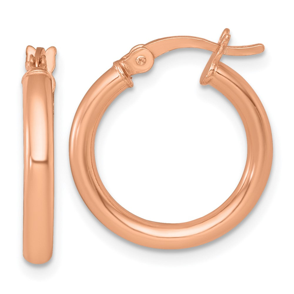 Sterling Silver Rose-tone Polished 2.5mm Round Hoop Earrings