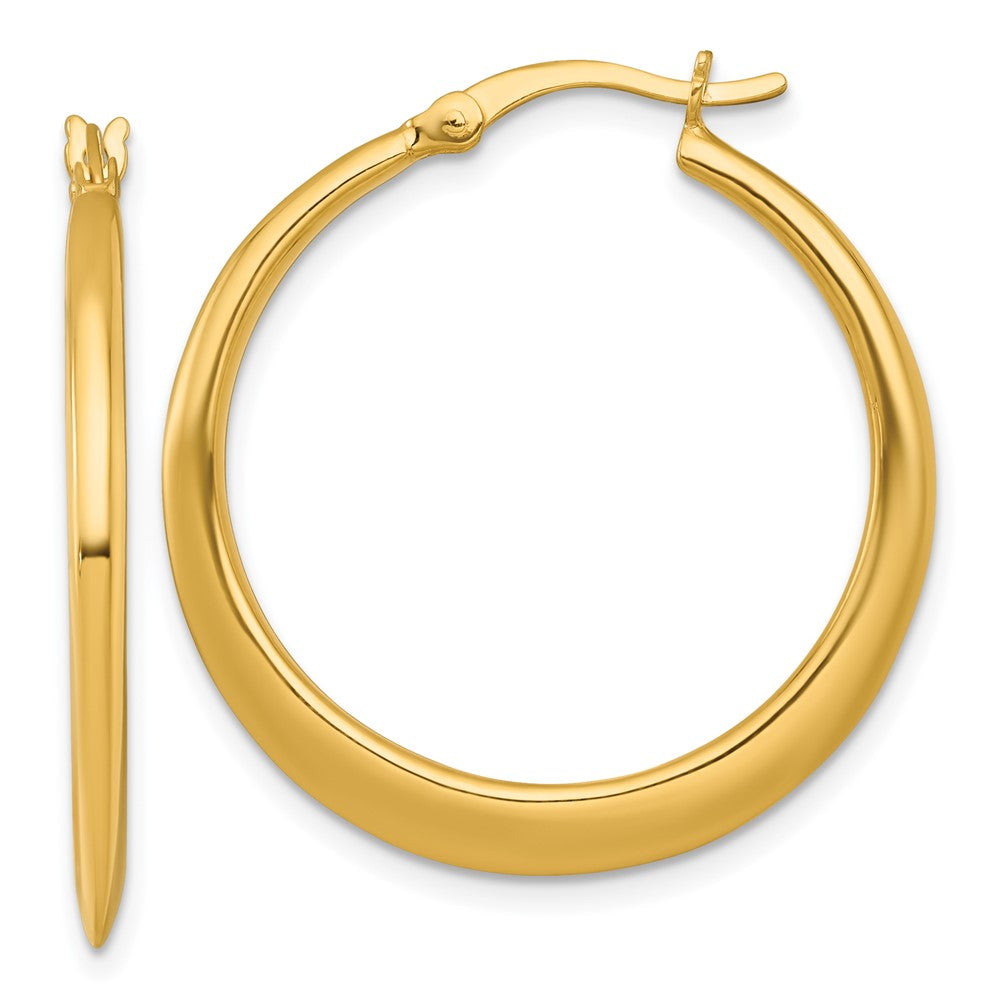 SS Gold-tone Polished 30.0mm Tapered Round Hoop Earrings