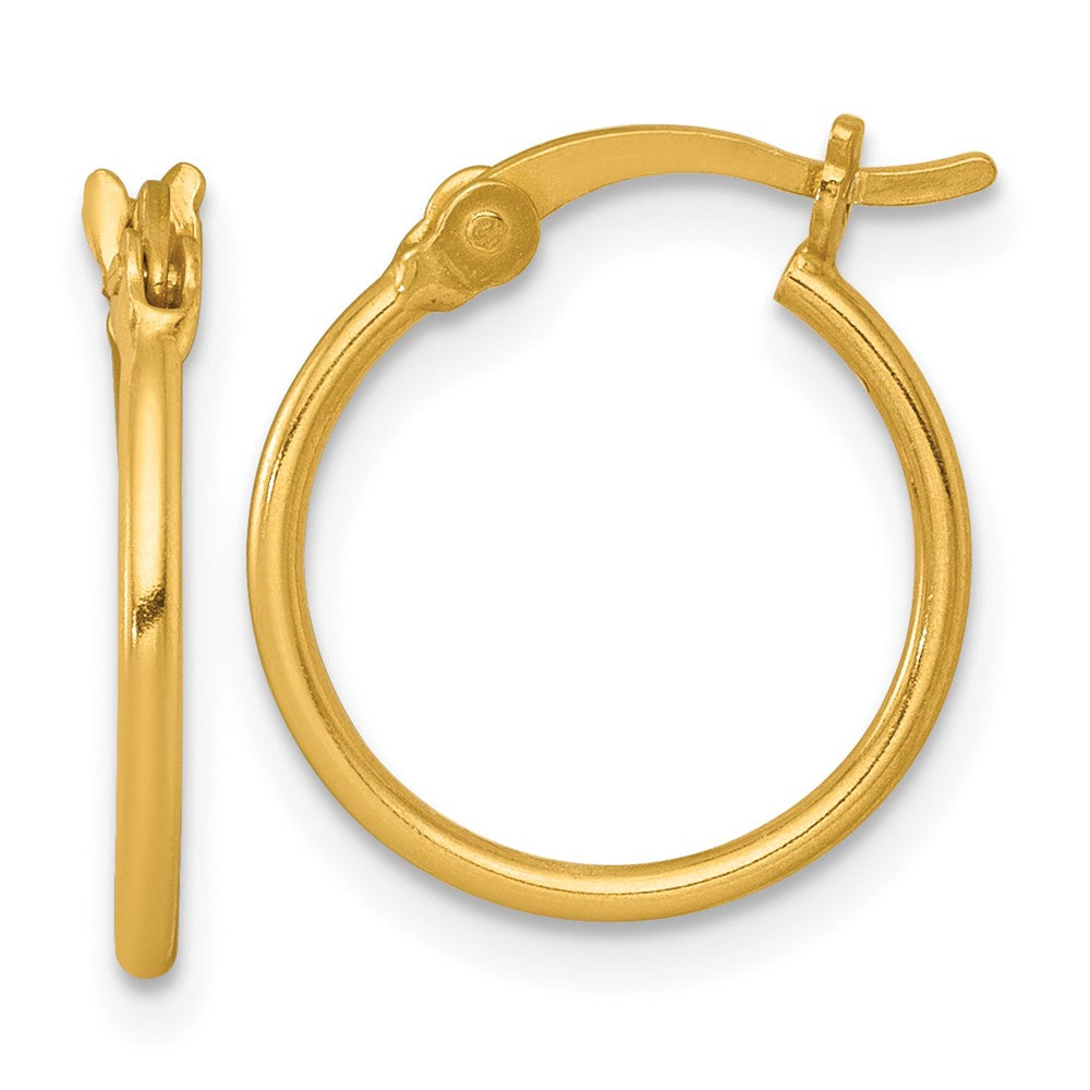 Sterling Silver Gold-tone Polished 1.25mm Round Hoop Earrings