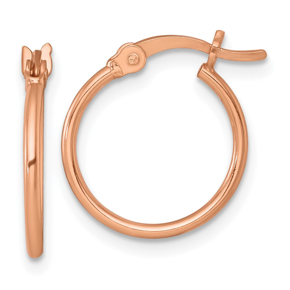 Sterling Silver Rose-tone Polished 1.25mm Round Hoop Earrings