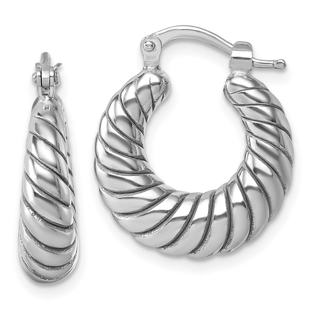 Sterling Silver Rh-plated Polished Twisted Hoop Earrings
