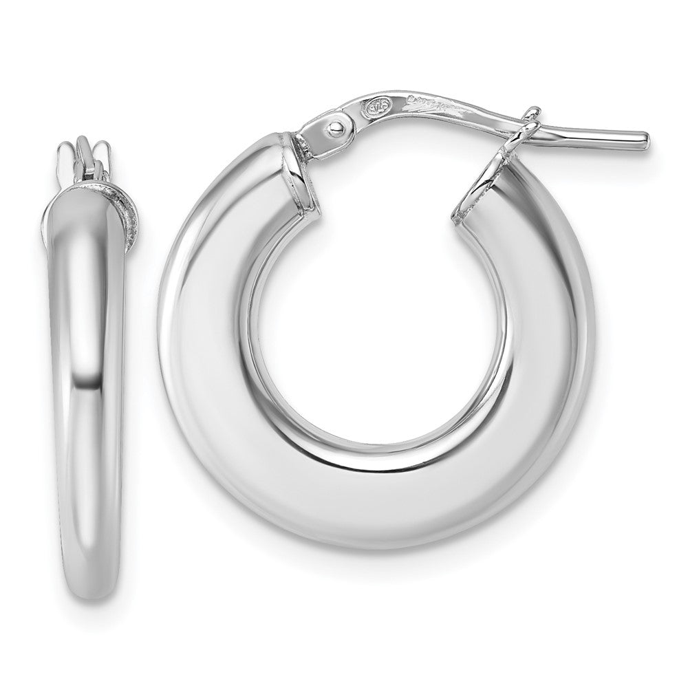 Sterling Silver Rh-plated Polished Hoop Earrings