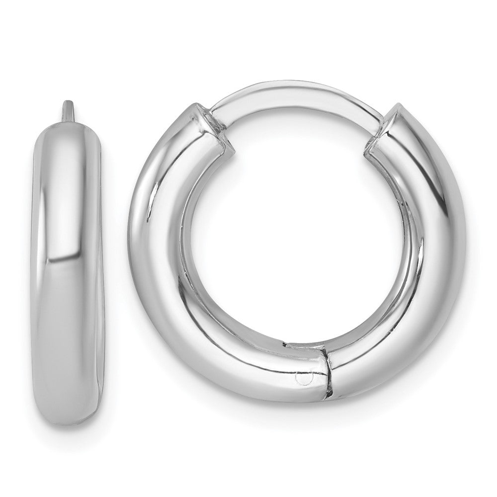 Sterling Silver Rhod-plated Polished 3.5x18mm Round Hinged Hoop Earrings