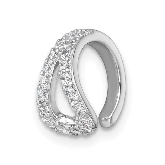 Sterling Silver Rhodium-plated Polished CZ Single Ear Cuff