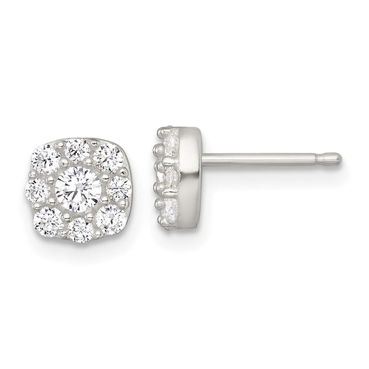 Sterling Silver Polished CZ Cluster Post Earrings