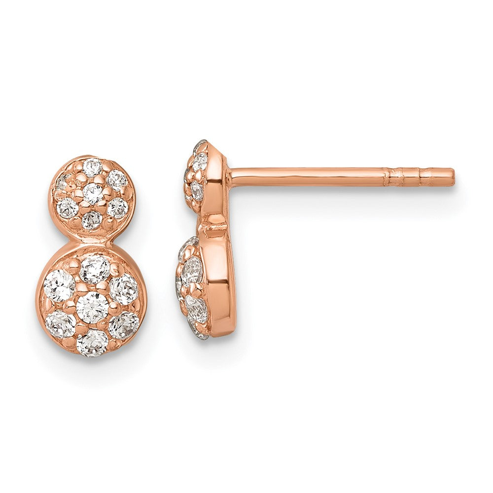 Sterling Silver Rose Gold-plated Polished Fancy CZ Post Earrings