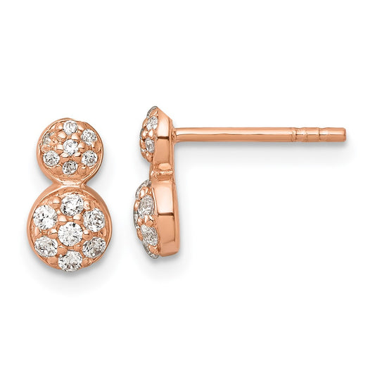 Sterling Silver Rose Gold-plated Polished Fancy CZ Post Earrings