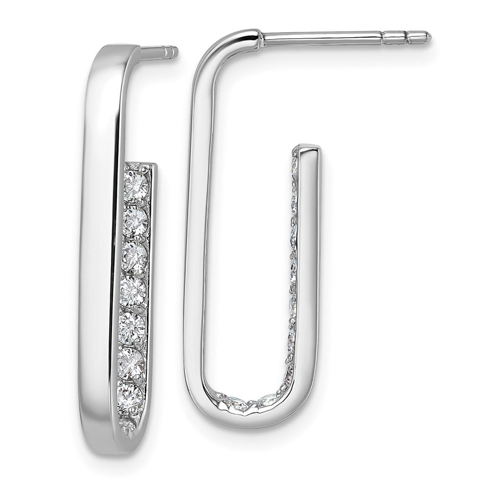 Sterling Silver Rhodium-plated CZ Polished Rectangle Post Earrings