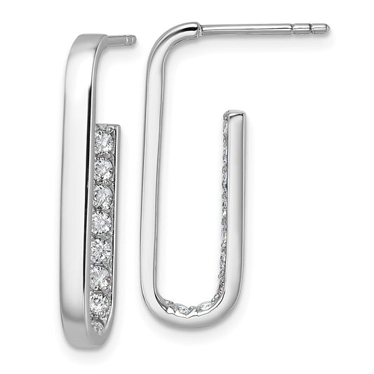 Sterling Silver Rhodium-plated CZ Polished Rectangle Post Earrings