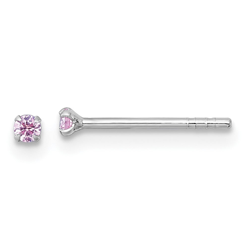 Sterling Silver Madi K RH-plated Pink 2mm CZ Children's Stud Post Earrings
