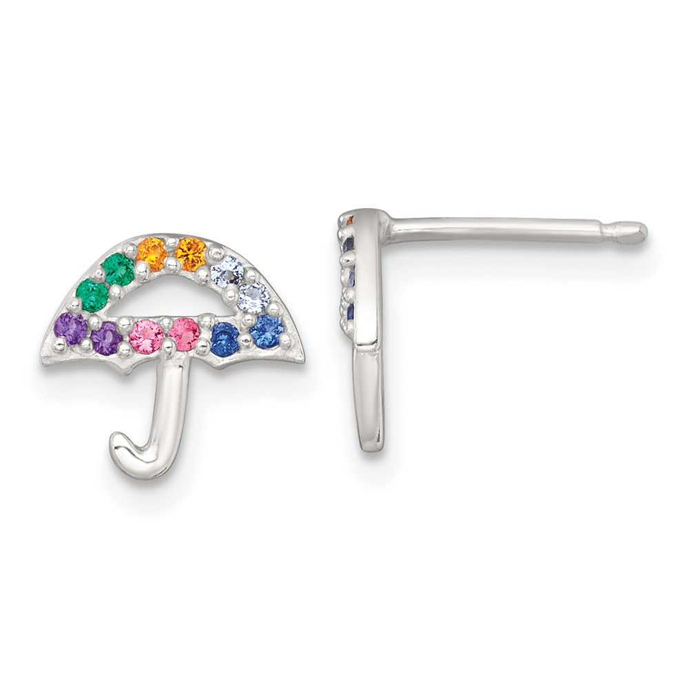 Sterling Silver Multi-Color Nano Crystals Umbrella Post Earrings