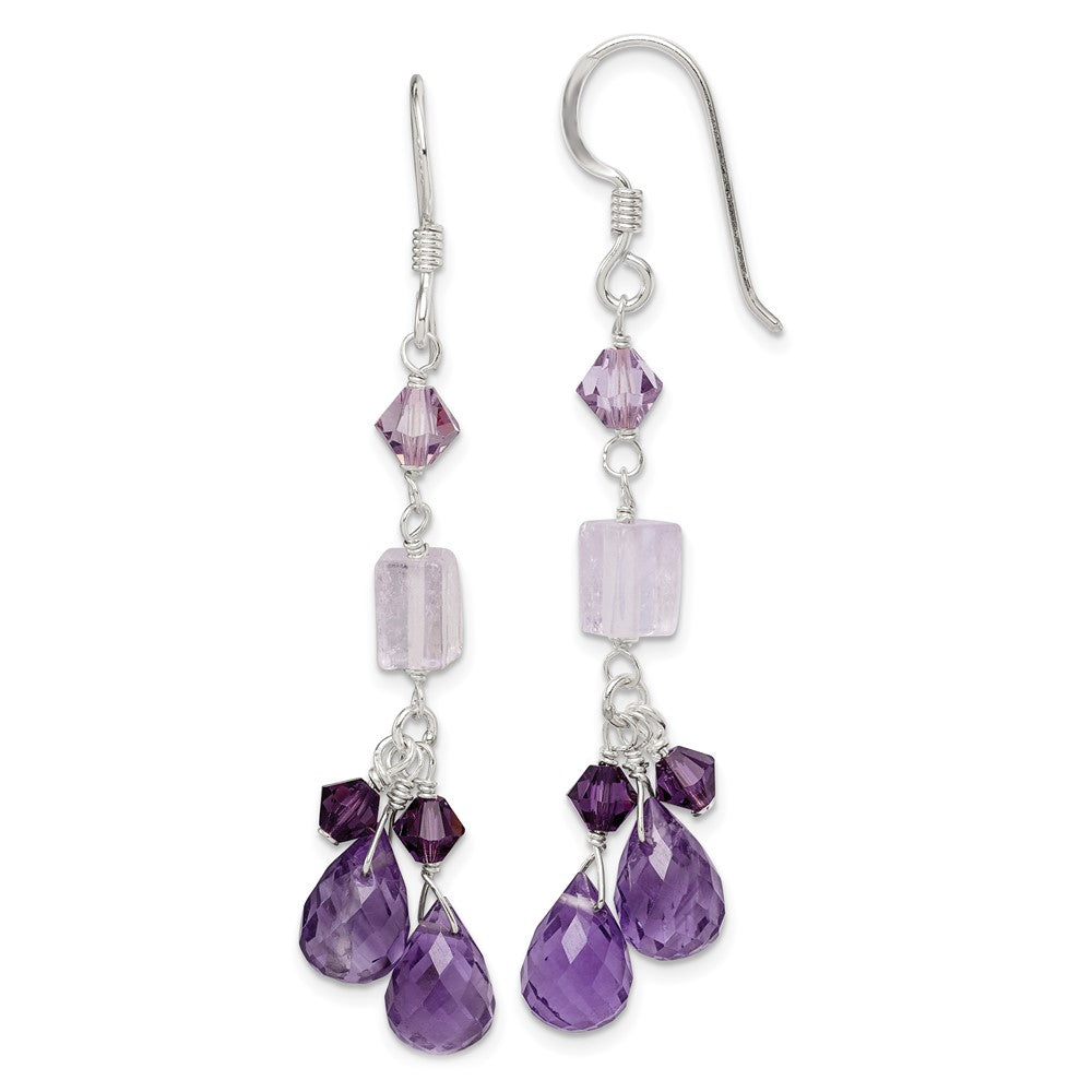 Sterling Silver Amethyst/Lavender Quartz/Crystal Dangle Earrings