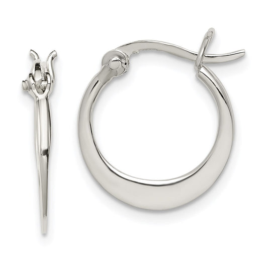 Sterling Silver Polished Tapered Round Hoop Earrings