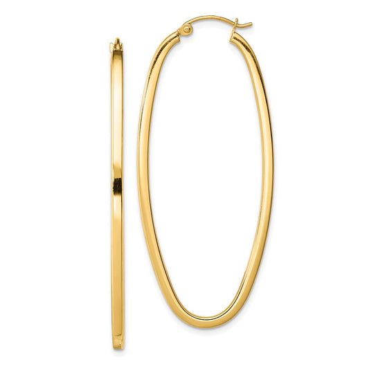 Sterling Silver Gold-plated Square Tube 2.5mm Oval Hoop Earrings