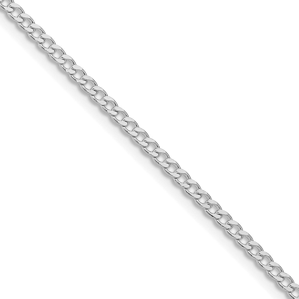 Sterling Silver Rhodium-plated 2.3mm Beveled Curb Chain