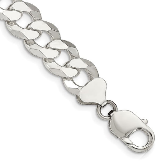 Sterling Silver 12.3mm Beveled Curb Chain