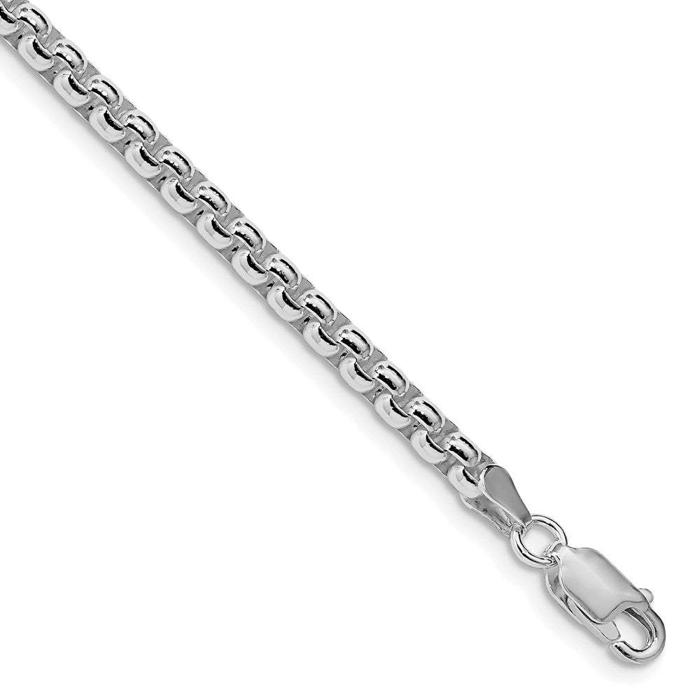 Sterling Silver Rhodium-plated 3.6mm Round Box Chain