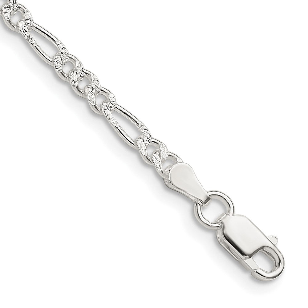 Sterling Silver 3mm Pavé Flat Figaro Chain