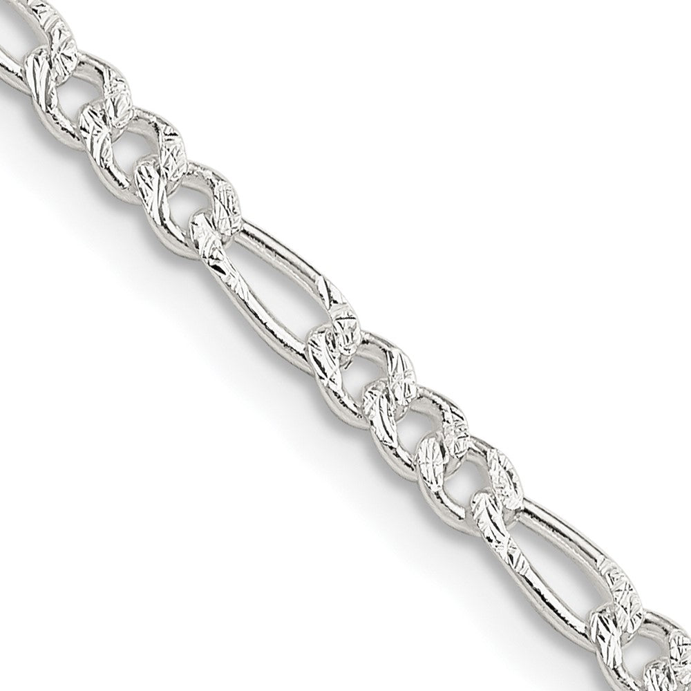 Sterling Silver 3mm Pavé Flat Figaro Chain