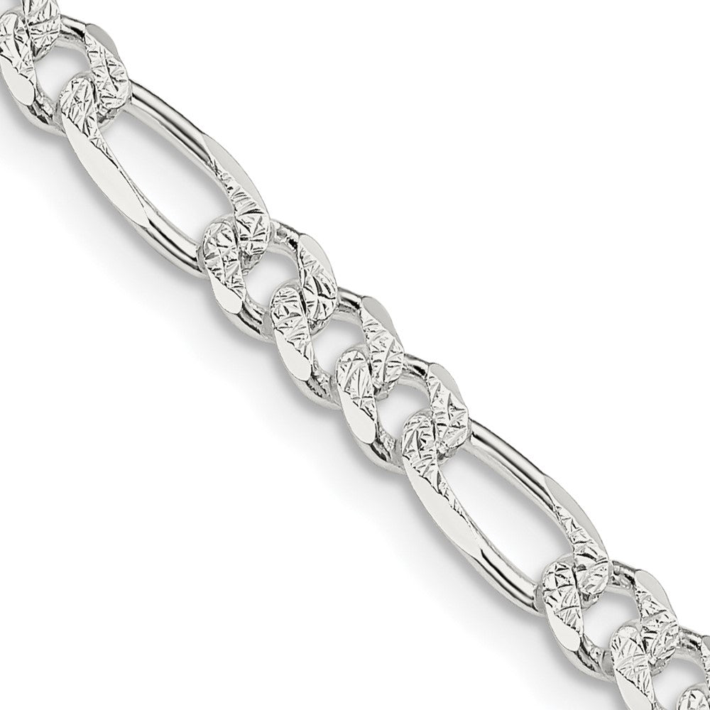 Sterling Silver 4.3mm Pavé Flat Figaro Chain